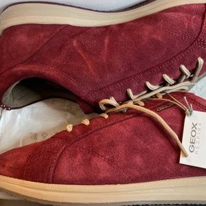 New Geox Respira Bordeaux Red Maroon Suede Fashion Sneakers Size EUR 41 US 10.5